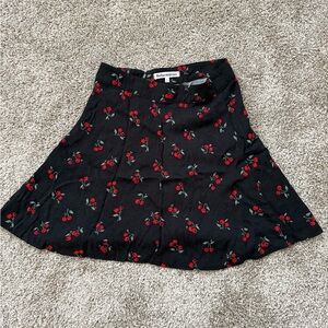Reformation Black and Red Mini Skater Skirt